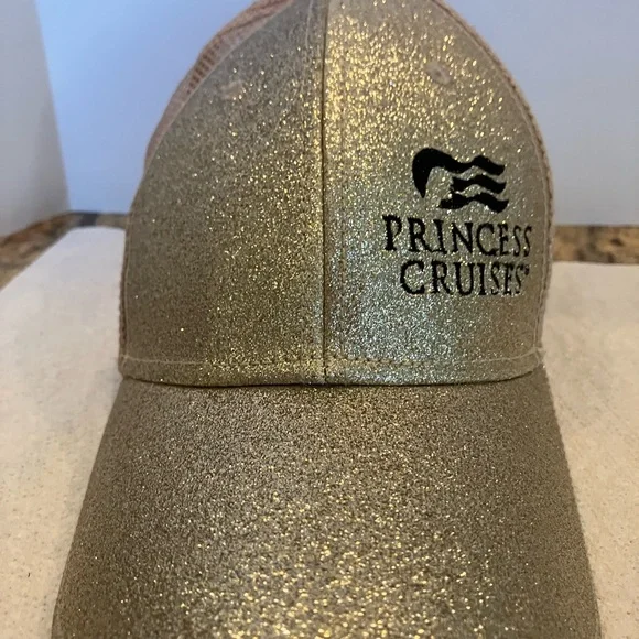 Princess Cruises Gold Glitter trucker Mesh Snap Cap - Picture 1 of 5